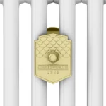 Chatsworth 600 x 1370mm Cast Iron Style 4 Column White Radiator - Brushed Brass Wall Stay Brackets and Thermostatic Valves - Image 4